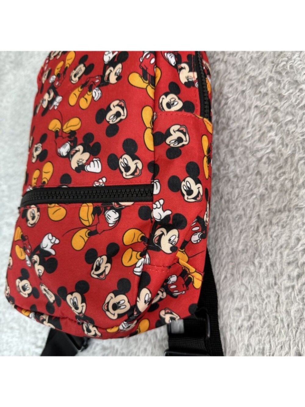 Disney Mickey Mouse Mini Backpack Red With Adjustable Straps & Zippered Pocket - Picture 5 of 11